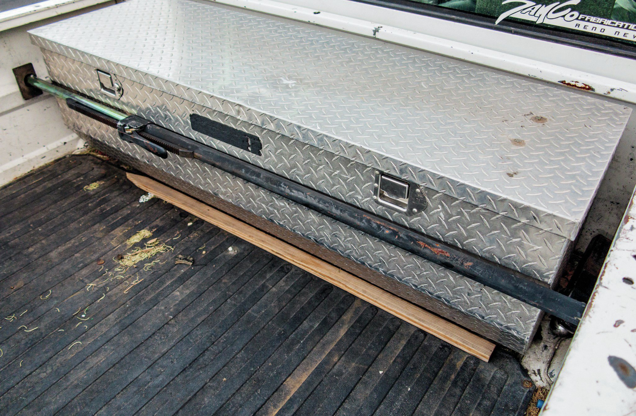 <strong>Lockable Storage</strong> Having a regular cab truck is useful on the trail, where the shorter wheelbase is more maneuverable and there is less sheetmetal to dent. When you’re driving around town with camera gear, a laptop, or anything else that you don’t want to donate to charity, more lockable storage would be nice. A lockable box in the bed would be a great place to store our tools, spare parts, and other items that we carry with us on the road.