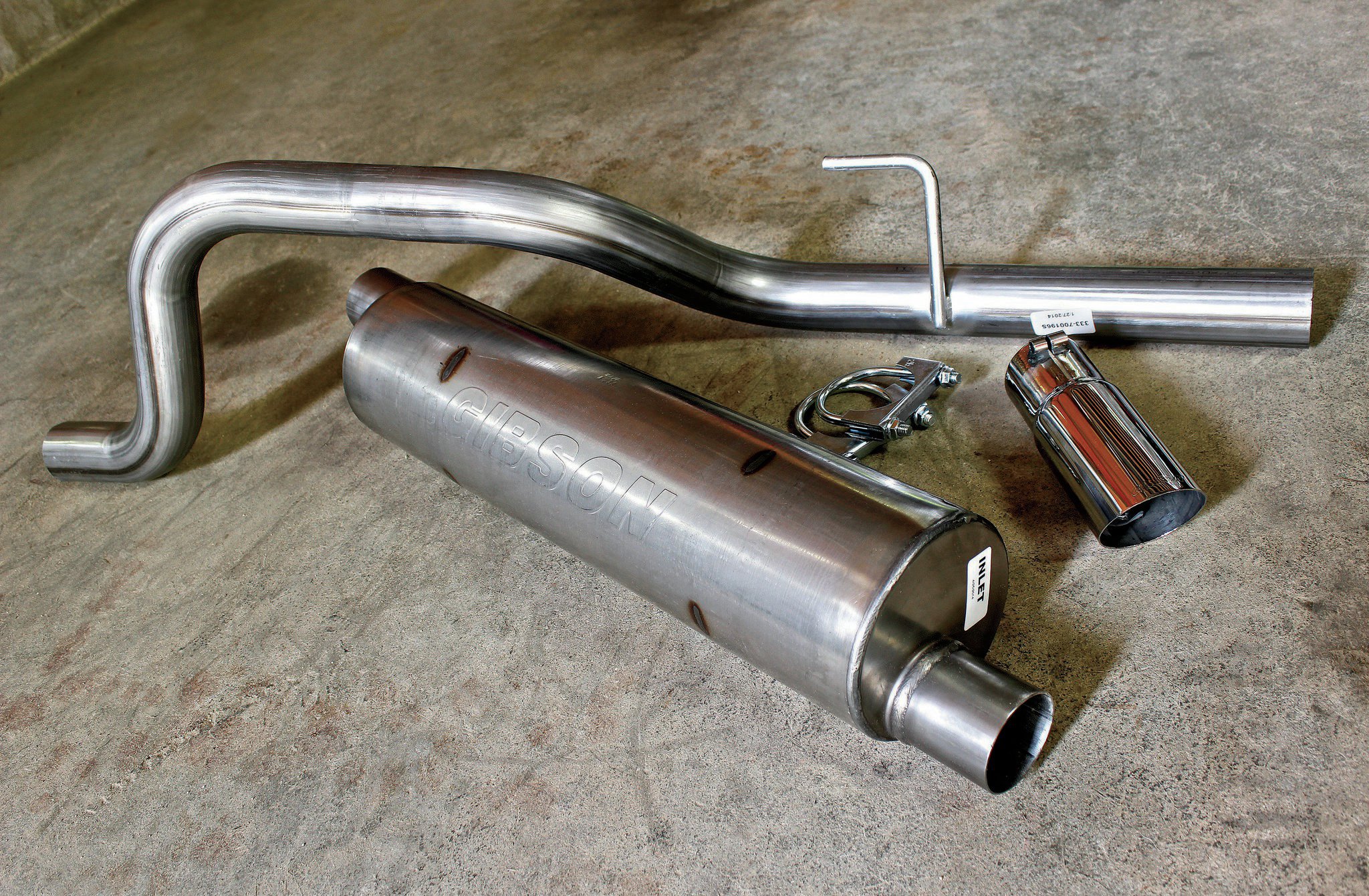 We took the opportunity to replace our aging, 10-year-old factory exhaust system with a killer-looking/sounding Gibson Performance stainless steel system. Included in the kit are a 2.5-inch-diameter stainless mandrel-bent tailpipe, stainless chambered/baffled (no packing to burn out) muffler, a T304 3-inch polished tip, and all the necessary clamps and hardware. So long as we don’t mash it on a rock, it might just outlast the Jeep.