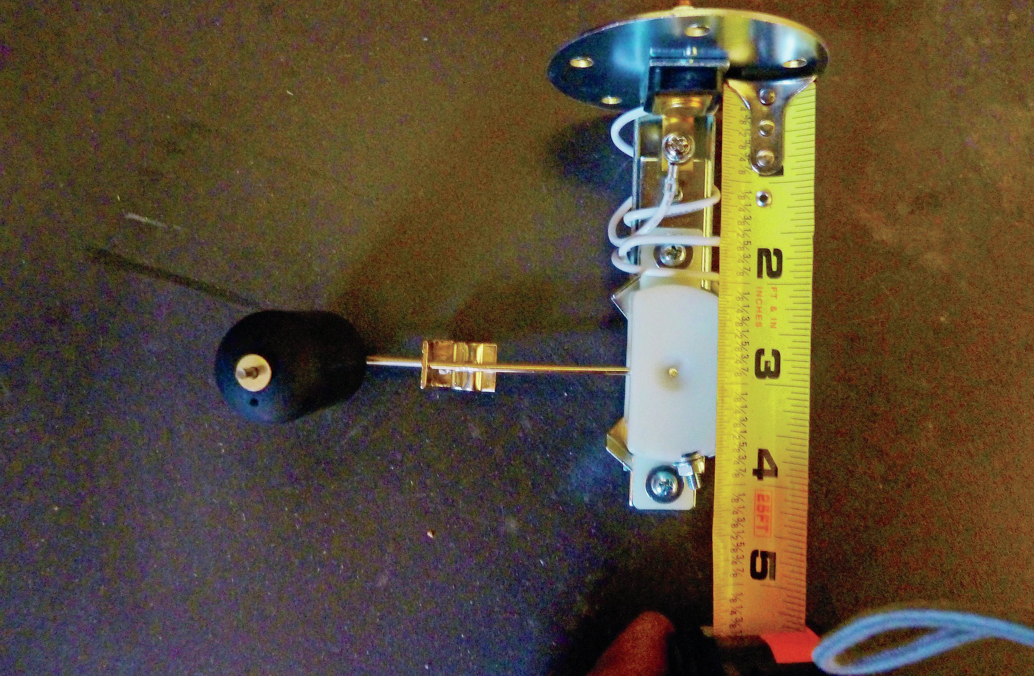 The Sunpro universal fuel sender is designed to be used with tanks as deep as 27 inches, but at a depth of only 6 inches, this tank was at the shallow end of the list. The sender depth only needed to be set at 3 inches instead of the 171⁄2 inches it comes set at.