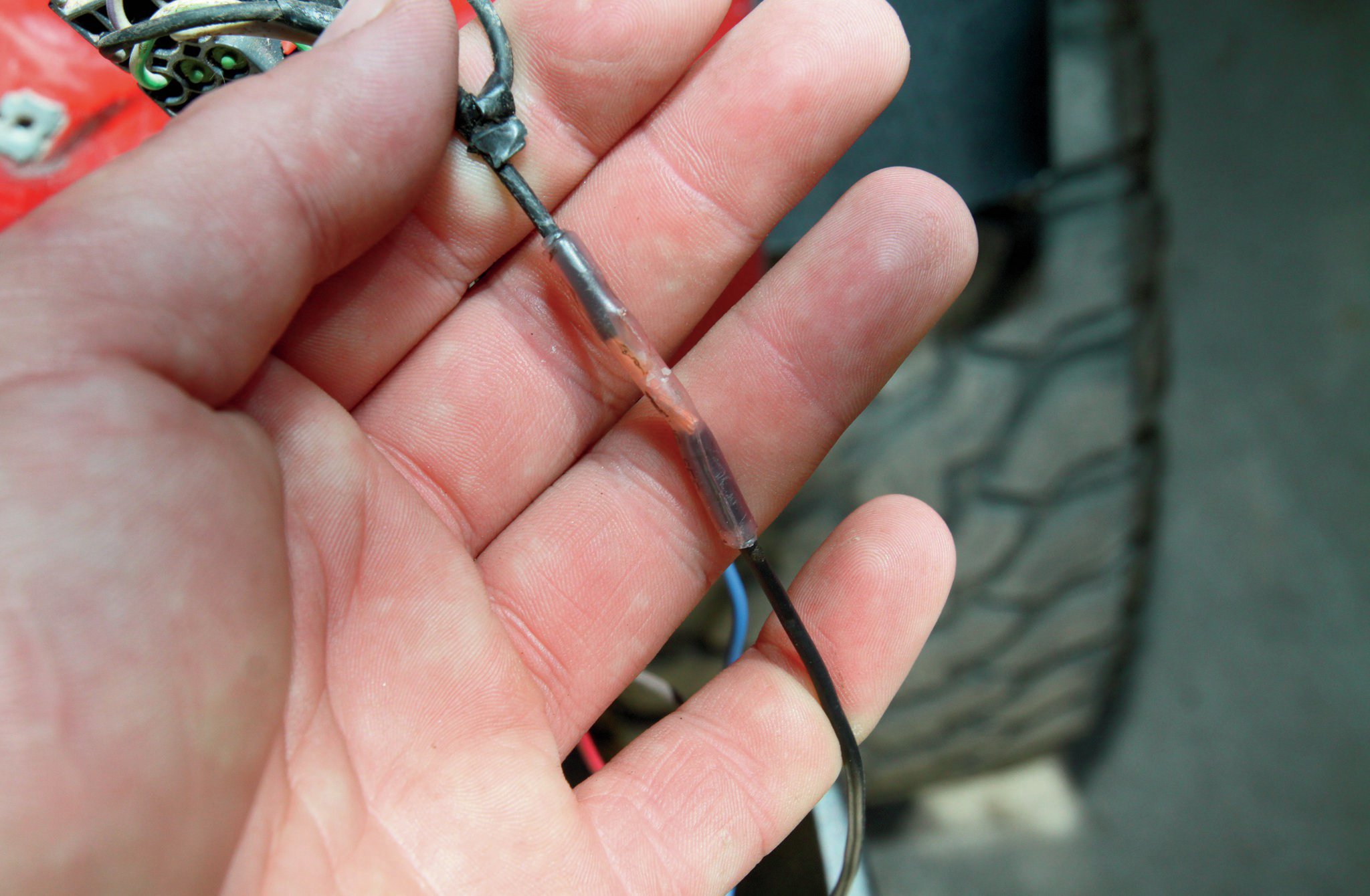I got these connectors from Off Road Only (offroadonly.com). The company delivers them with their LightDOTs. They are really cool and not actually a crimp connector at all. There is solder in the middle of them, and the clear plastic acts like a waterproof heat-shrink. So, when I heat the thing up, it both solders and seals the joint without any need for an actual soldering iron or a crimping tool. While ORO won’t sell them separately, you can find them online at Digikey (digikey.com).