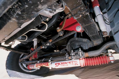 A Skyjacker 6-inch suspension lift was installed under the Excursion, and it features single Skyjacker shocks at each corner to smooth out the bumps.