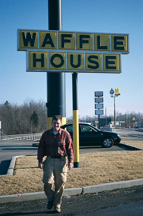 Verne consumed a large plate of hashbrowns, scattered, smothered and covered. Translation: covered in cheese, chili, and with a side of catsup. This was voted to be by far the most repulsive meal of the trip.