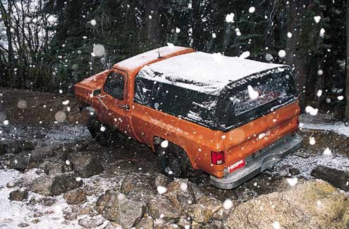 You have to be ready for any type of weather on the Rubicon. It can snow one day and be in the mid-80s the next. We’ve also found that you can take fullsize trucks over the trail without too much damage or hassle. The worst parts were a couple of trees and rocks that left only about an inch on either side of the bed.